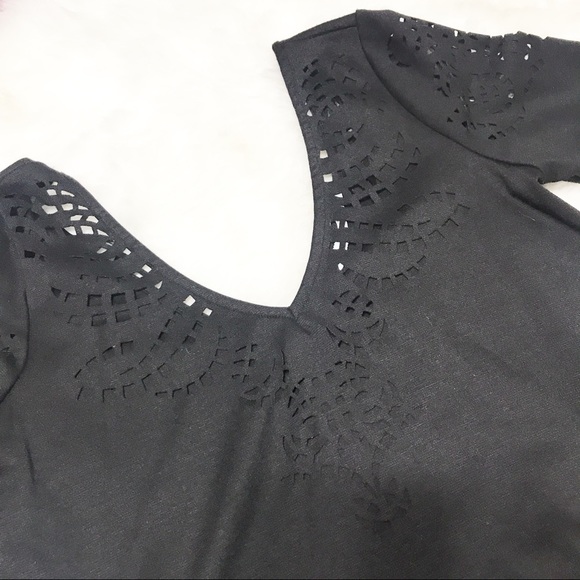 Kimchi Blue Laser Cut Black Crop Top - Picture 5 of 6